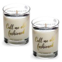 LUNA CANDLE CO. Spicy Bourbon Jar Candle, 11oz. Glass, Soy Wax, Strong Scented, Slow Burn Up to 110 Hours of Burn Time, for Any Occasion-Call Me Old Fashioned, (2 Pack)
