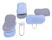 LTWHOME Dual Sided Microfiber 2 in 1 Tuff Scrub Washing Up Pad with Sponge Holder Set (Pack of 8)