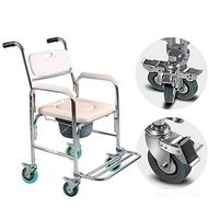 XWZJY Homecare Commode Chair 3 in 1 Deluxe Bath Toilet Wheelchair Shower Seat Seniors, Disabled Walking Aid with Footrests Non-Slip Handrail Surgery Recovery