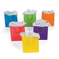 1 Dz Paper Gift Bags - Medium 9 Inch - 12 Bags Per Order -BRIGHT NEON SOLID (2 PACK)