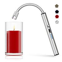 Boncas Flexible Arc Lighter USB Candle Lighter Plasma Lighter Rechargeable Windproof Lighter Long for Household Camping Cooking BBQ Gray (Candle Not Included)