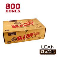 RAW 800 Classic Lean Cones - Sturdy W Gallery Box - Pure Hemp 109mm Pre Rolled Cones - 40mm Filter Tips - Natural Brown Unbleached Unrefined Rolling Papers - Bulk Pack Bundle