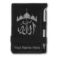 Mini Notepad, Allah 2, Personalized Engraving Included (Black with Silver)