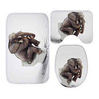 TbpersicwT Home bedroom carpet door mat, 3Pcs/Set Panda Elephant Washable Anti-slip Carpet Bathroom Toilet Floor Mat Rug - Elephant