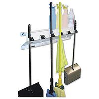 The Clincher Mop & Broom Holder, 34''w x 5 1/2''d x 7 1/2''h, White Gloss, Each, Sold as 1 Each