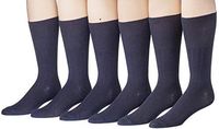 James Fiallo Mens 6-Pairs Diabetes & Circulatory Crew Dress Socks, fits shoe 6-12, DB01-NVY-6