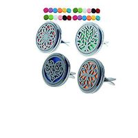 4 PCS Car Aromatherapy Diffuser Essential Oil Vent Clip black Stainless Steel with 48 PCS Replacement Felt Pads
