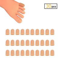 30 Pieces Gel Toe Caps for Little Toe, Silicone Toe Protector Toe Covers for Pinky Toe, Protect Toe from Rubbing, Ingrown Toenails, Corns, Blisters and Other Painful Toe Problems (XS,Beige)