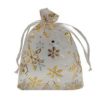 Ankirol 100pcs Christmas Organza Favor Bags Snowflake Jewelry Candy Gift Bags Samples Display Drawstring Pouches (White, 4x6)