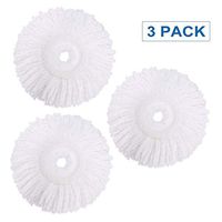 Spin Mop Replacement Head,Microfiber Spin Mop Refills,Easy Cleaning Mop Head Replacement,Round Shape Standard Size(White-3 Pack)