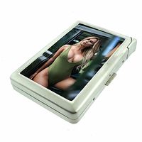 Oklahoma City Pin Up Girls OKC D7 Cigarette Case Lighter Smoking King Size Cigarettes Silver Metal Wallet 4" X 2.75" RFID Protection