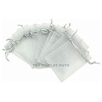 TheDisplayGuys 100-Pack 6x8 Silver Sheer Organza Gift Bags with Drawstring, Jewelry Candy Treat Wedding Party Favors Mesh Pouch