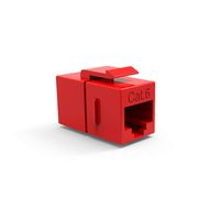 Beszin Cat.6 RJ45 Inline Coupler with Keystone Latch, Female-Female (5-Pack, Red)