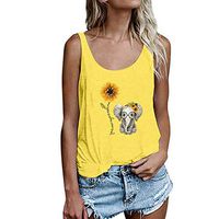 Futurelove ⭐ Women's Elephant+Sunflower Tank Top, Cute Workout Clothes Yoga Tops Exercise Gym Shirts Running Tank Tops