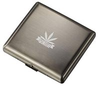 Personalized Visol Antique Silver Double Sided Cigarette Case with Free Leaf Design Laser Engraving (Leaf 3)