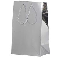 amscan Party Friendly Mini Glossy Gift Bag, Silver, 7 3/4" x 5 3/8" x 3 1/4"
