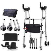 MYJZY Medical Arm Upright Walker with Seat and Wheels,Foldable Rolling Aluminum Alloy Walkers,Designed for Seniors Disabled with Weak Hands Feet