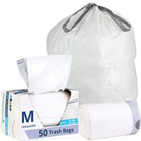 Plasticplace Custom Fit Trash Bags │ Simplehuman Code M Compatible (50 Count) │ White Drawstring Garbage Liners 12 Gallon / 45 Liter │ 21.5" x 30.75"