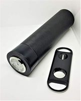 Compact All Aluminum Humidor with Built in humidifier, and endcap Hygrometer with Bonus Cigar Cutter Included.