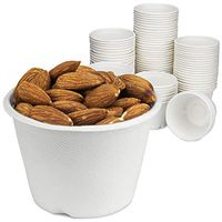 [100 Pack] 4 Oz White Compostable Disposable Cup - 100% Biodegradable Sugarcane/Bagasse, Paper and Plastic Alternative, Hot or Cold Portion Food and Sauce Condiments Containers, Microwave Safe