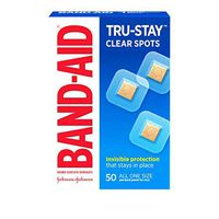Band-Aid Brand Tru-Stay Clear Spots Discreet First Aid and Wound Care for Minor Cuts and Scrapes, All One Size, 50 Count (Pack of 2)