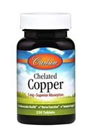 Carlson - Chelated Copper, 5 mg, Superior Absorption, Cardiovascular Health, Nerve Function & Immune Support, 250 Tablets