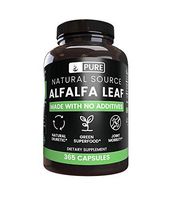 Natural Alfalfa Leaf, 365 Capsules, No Magnesium or Rice Filler, Made in The US, Gluten-Free, 1000mg of Pure and Undiluted Alfalfa Leaf per Serving