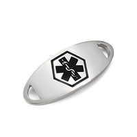 BAIYI Stainless Steel Black Caduceus Medical Alert ID Tag for Custom Bracelet Free Engraving