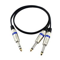 Huahan Extension 6.35mm 1/4" inch TRS Male to 2x Dual 1/4" inch TS Male Insert Audio Cable 1M/3.28ft