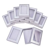 NBEADS 10 Pcs Silver Cardboard Paper Jewelry Box, Presentation Box with Padding - Birthday Gift Box - Necklace Box Earring Box Ring Box 3.54"x2.56"x1.1"