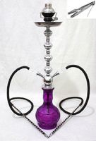 2 hose 28" Purple Hookah shisha nargila bars hookas nargile glass water Vase
