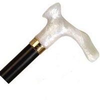 Wood Cane With Pearl Acrylic Contour Handle Left OLD NO. 12262L - Black Stain