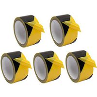 LIOOBO 5 Rolls of 2 X60 Hazard Warning Safety Tape - Yellow & Black Striped Floor Marking Tape - Self-Adhesive Safety Sticker Strips - Ideal for Walls, Floors, Pipes and Equipment