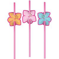 Pink Luau Fun Decorative Straws 6 Pack