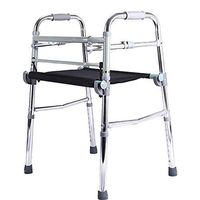 XHRHao Foldable Walker 8 Adjustable Height Levels(76-93.5cm) Made of Aluminum Alloy Rollator Lightweight with Chair Fuction Portable Walk Assist for Elderly Silver (Color : Silver)