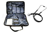 5 Cuffs Blood Pressure Aneroid Sphygmomanometer Cuff System + Black Stethoscope All Sizes - for Infant, Child, Adult, Large Adult, Thigh - EMTs, Paramedics, Nurses, Doctors, Students - AsaTechmed