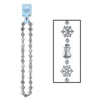Club Pack of 12 Winter Wonderland Themed Silver Snowflake Beaded Necklaces 36"