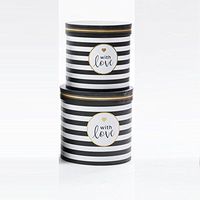 BBC Vintage Cylindrical Gift Packaging Flower Paper Box With Lid Set/2 sizes (Striped)