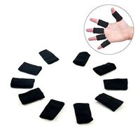ROSENICE Finger Sleeves Finger Splint 10pcs Support Breathable Elastic Thumb Brace Protector for Basketball Volleyball Tennis(Black)