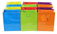 Ifavor123 Assorted Neon Bright Color Gift Bags for Any Occasion - Medium (13"H x 10"L x 4.5"W) - 12 Pack