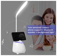 Light Therapy Lamp with Built-in USB Port for Charging Full Spectrum Desk Light for Home and Office White LED Table Lamps, with Bluetooth Speaker Eye-Caring Table Lamps Dimmable Office Desk Lamps