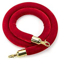 Goplus Red Velvet Stanchion Rope, 5Ft 1.5" Thick Stanchion Queue Barrier Rope Velvet Rope, Crowd Control Rope Barrier with Mirror Polished Hooks for Ball Top Stanchions (1 Piece, Gold Hooks)