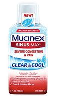 Mucinex Sinus-Max Clear & Cool Adult Liquid - Severe Congestion Relief 6 Oz. (Pack of 2)