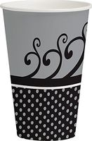 Creative Converting 8 Count Chic Wedding Cake Hot/Cold Cups, 12 oz, Gray/Yellow