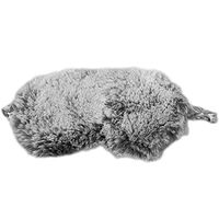 Zoylink Sleep Mask Lovely Portable Fake Fur Elastic Sleep Eye Cover Blindfold Mask Gray