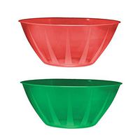 Party Essentials SD16024 Hard Plastic Red & Green Bowls, Plastic, Red/Green (Pack of 24)