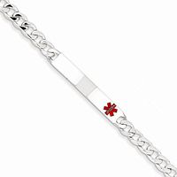 Sterling Silver Polished Medical Curb Link ID Bracelet