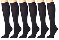 Tipi Toe Women's 6-Pair Diabetic Knee High Socks DB06-BLACK