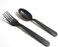 400pcs Black Plastic Silverware, Disposable Plastic Flatware, Plastic Forks and Spoons, Black Plastic Cutlery, 200 Forks and 200 Spoons, Covenient for take-Out and Buffet,Supernal