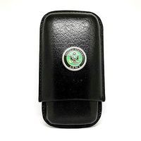 Genuine Leather US Army Cigar Case 3-Finger with 3 Cigar Holders - Pocket-Sized Cigar Case for Travel, Gifts for Men by Cigar Cutters by Jim (Black)
